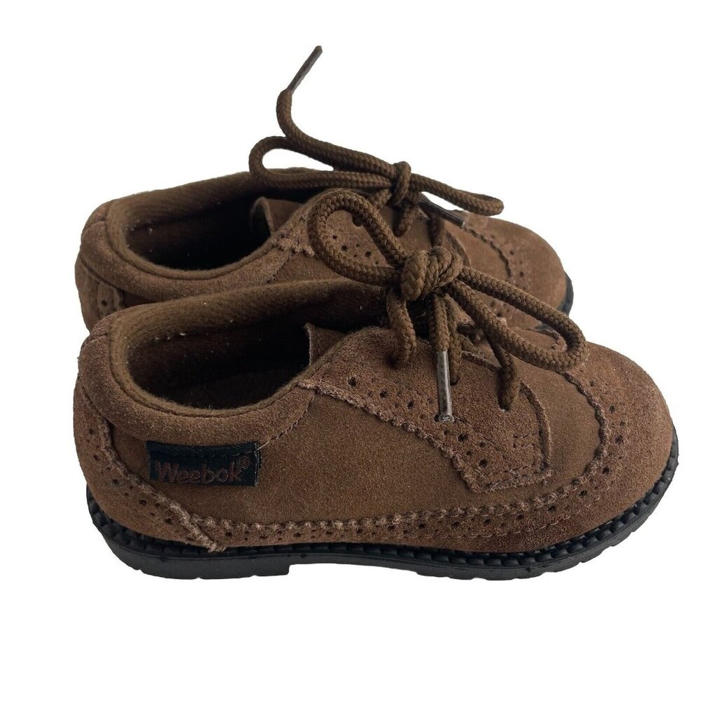 WEEBOK by REEBOK Brown Suede Wingtip‎ Oxford Dress Shoes Baby Boy Size 7.5 M